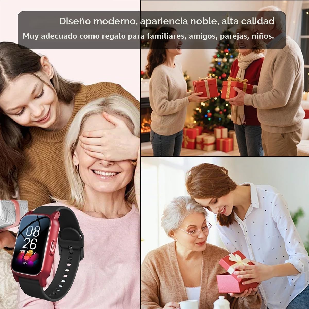 Reloj Localizador Personas Mayores, Reloj Localizador GPS Ancianos Pulsera Avisador Personas Mayores, con Detección Caídas, SOS SmartwatchBlack,1.25 * 0.57 * 2.22inch
