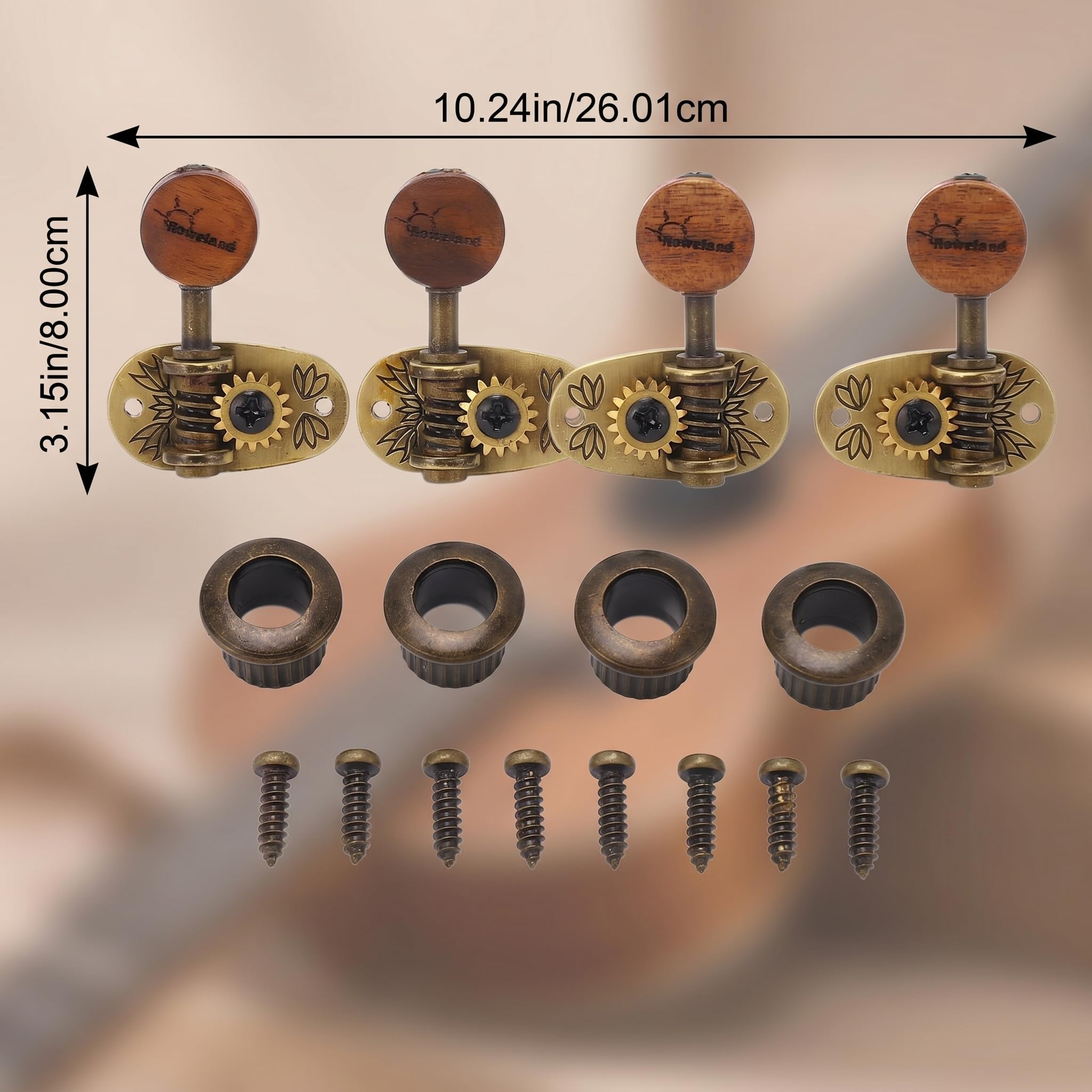 Chevilles de Réglage pour ukulélé, 4 Têtes de Machine Classiques 2L2R avec Boutons en Bois élégants pour Accessoires de ukulélé à 4 Cordes
