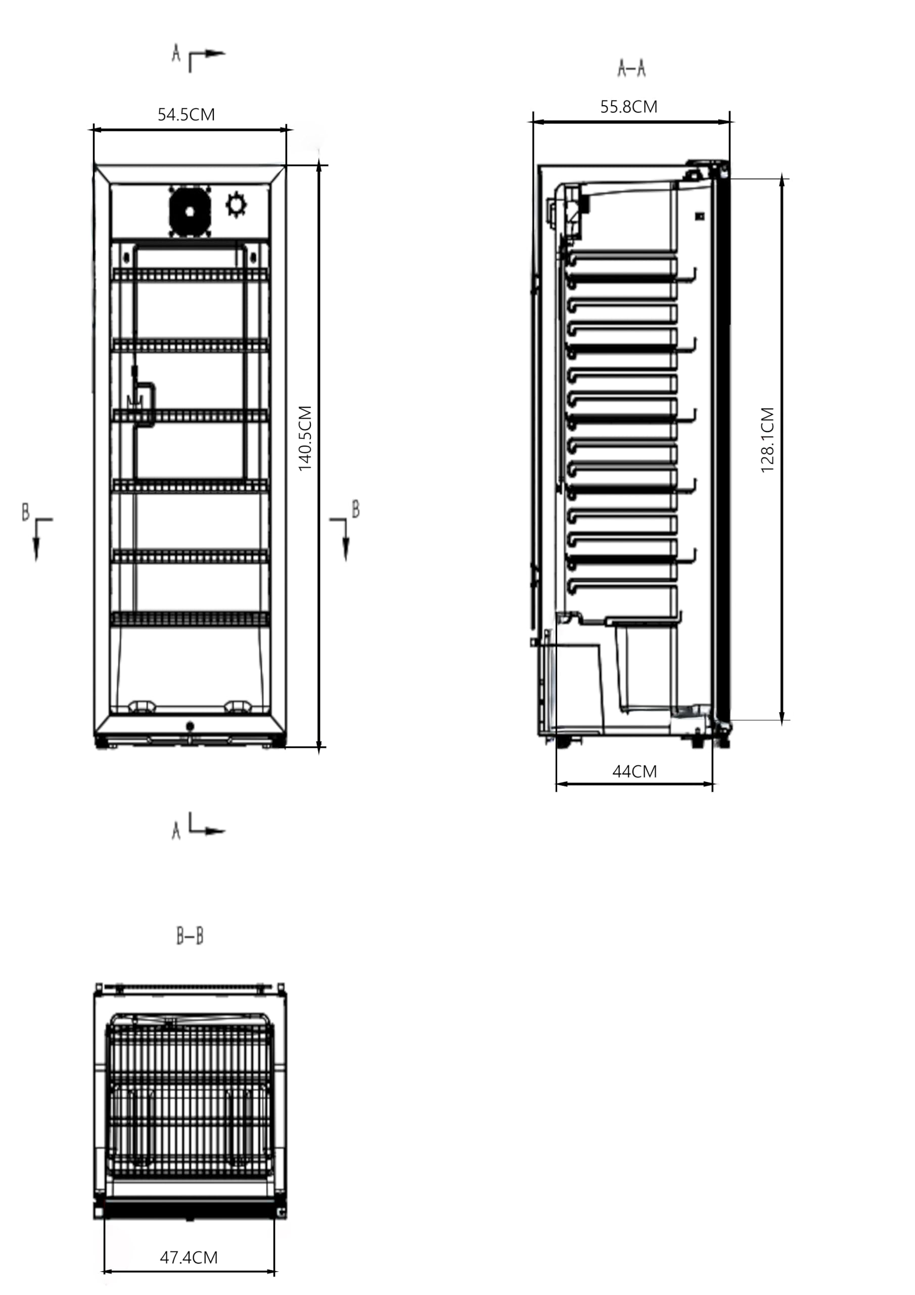 METRO Professional Frigorifero per Bevande GSC4240 con Porta in Vetro, 237 L, 110 W, 220-240 V, Illuminazione a LED, 6 Ripiani Regolabili, con Serratura