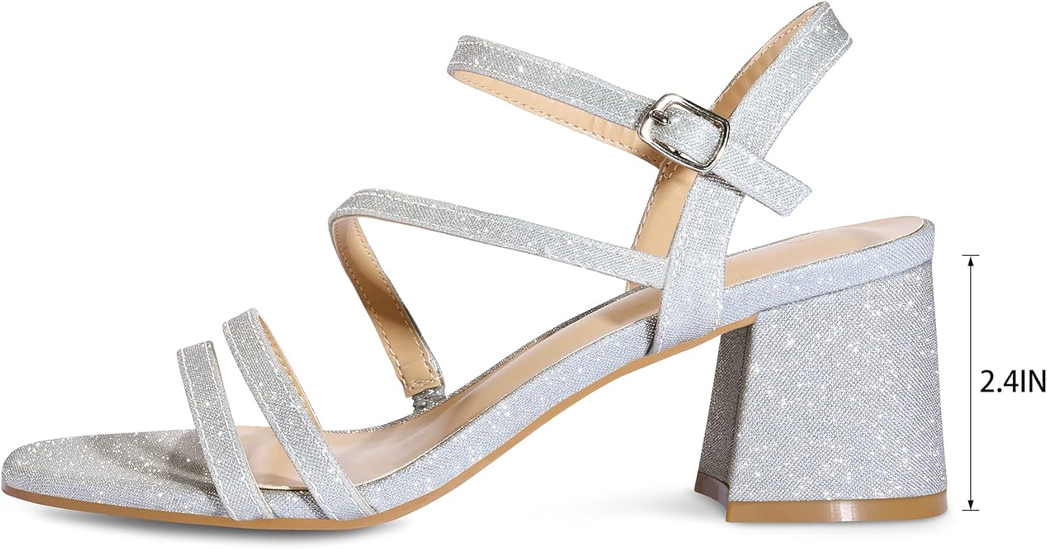 mysoft Women's Strappy Low Chunky Block Heel Sandals Open Toe Dress Shoes - Image 5