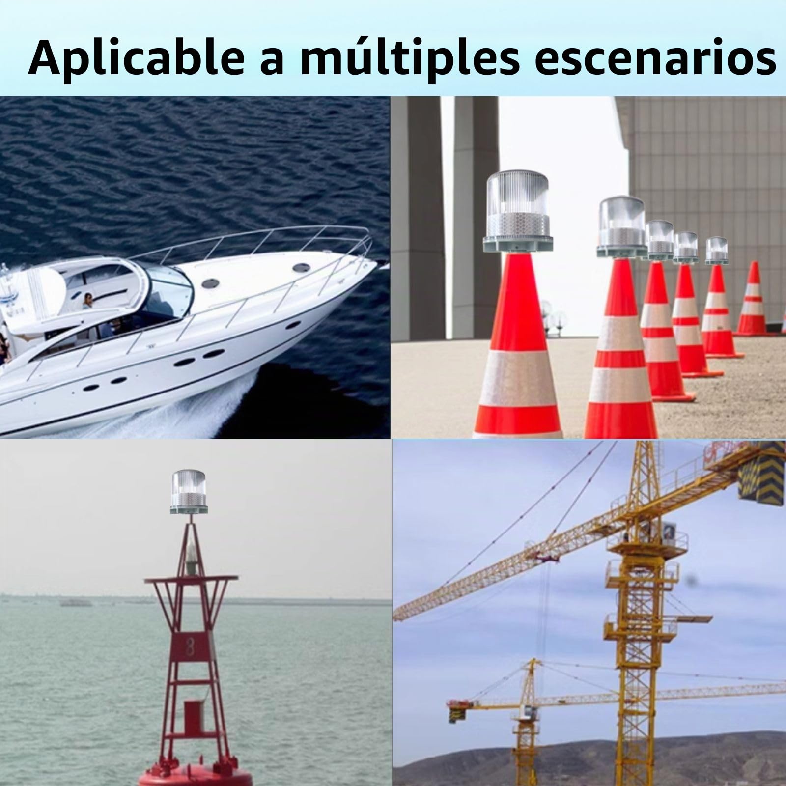 Cloud Fire Luz de navegación solar para barcos, luz de ancla para barcos con 3 modos de iluminación, luces de señalización de 360°, diseño impermeable IP65 para veleros, advertencia de calles