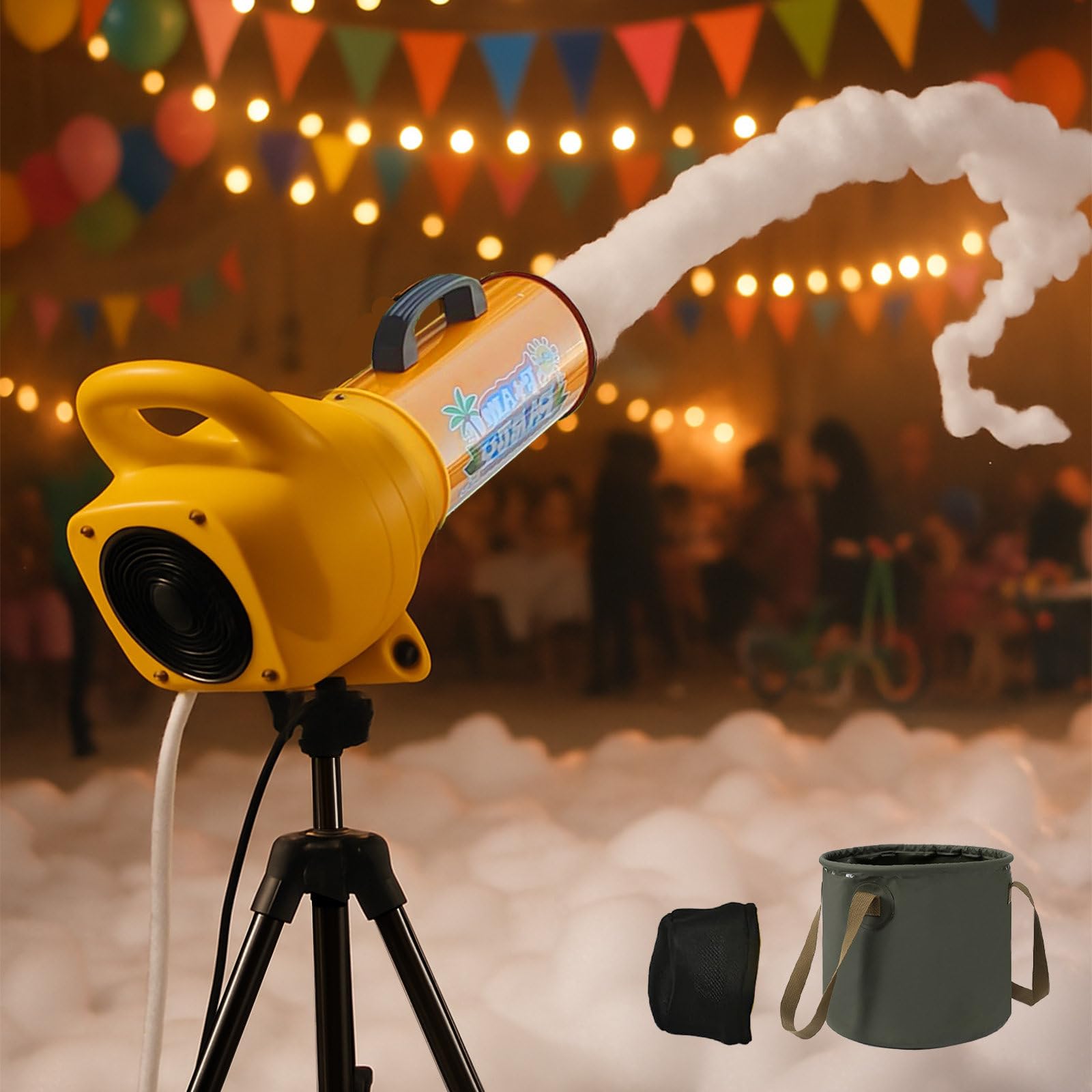 Maquina De Hacer Espuma Para Fiesta, Kit Portátil | Con Cubo Plegable 20 L, Boquilla Extensible Y Malla De Espuma, Con Soporte Ajustable De 1 a 1,3 M, Ángulo Y Densidad De Espuma Ajustables