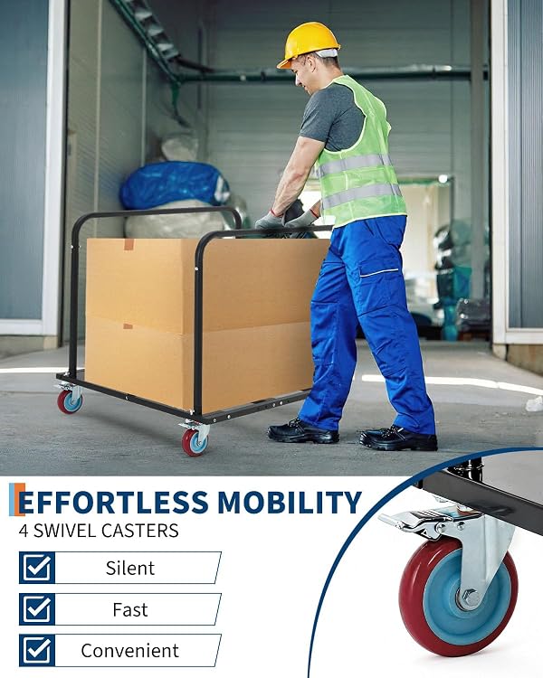 EliteEdge Folding Table Cart, 1800 LBS Capacity Heavy Duty Table Dolly with 5" PU Swivel Wheels, Adjustable Drywall Dolly Cart with Locking System for Party, Event, Hotel, Warehouse by EliteEdge - Image 4