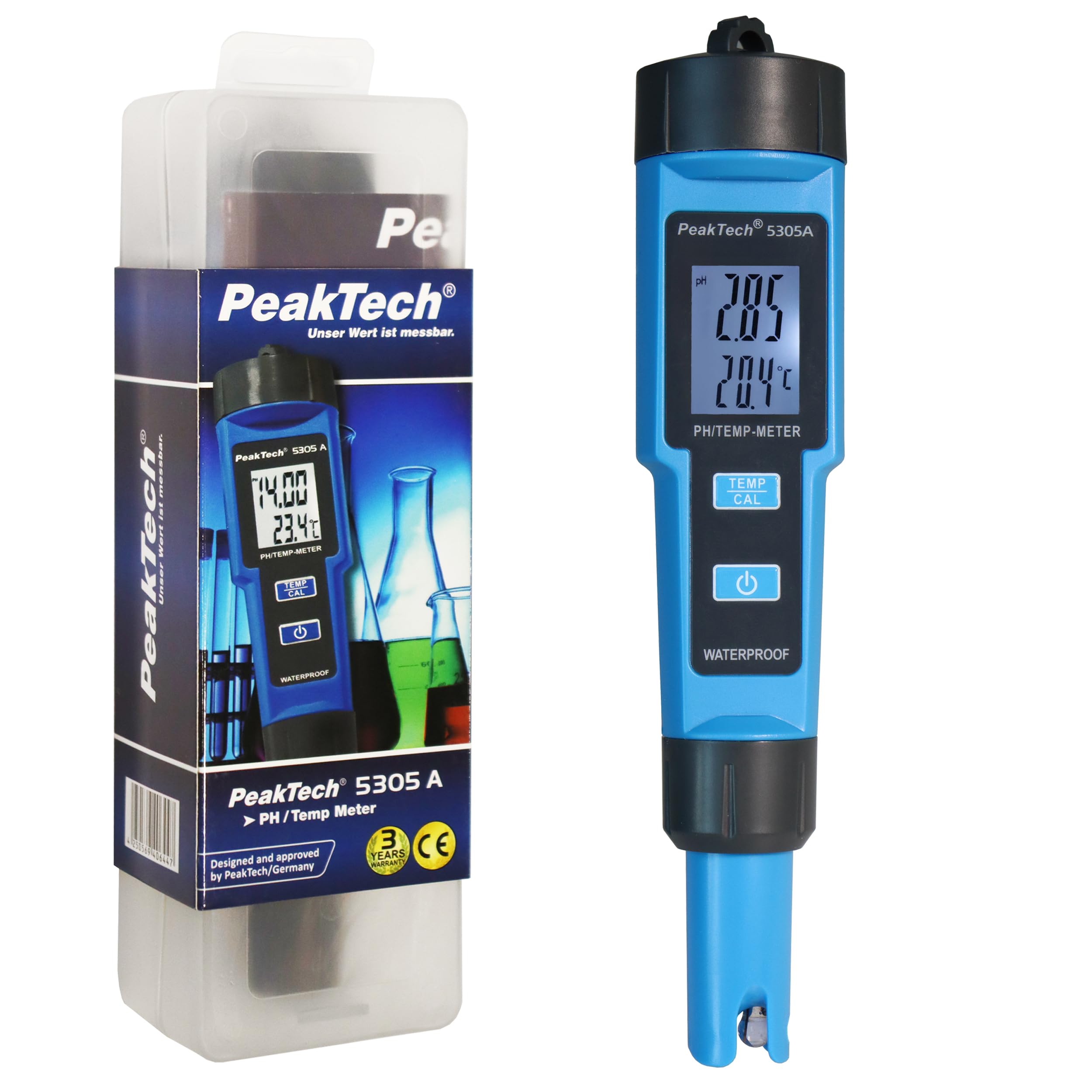 PeakTech Wassersensor pH- und Wassertemperaturmesser
