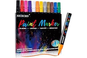 12-Color Permanent Oil-Based Paint Pens for Glass Wine Glasses
