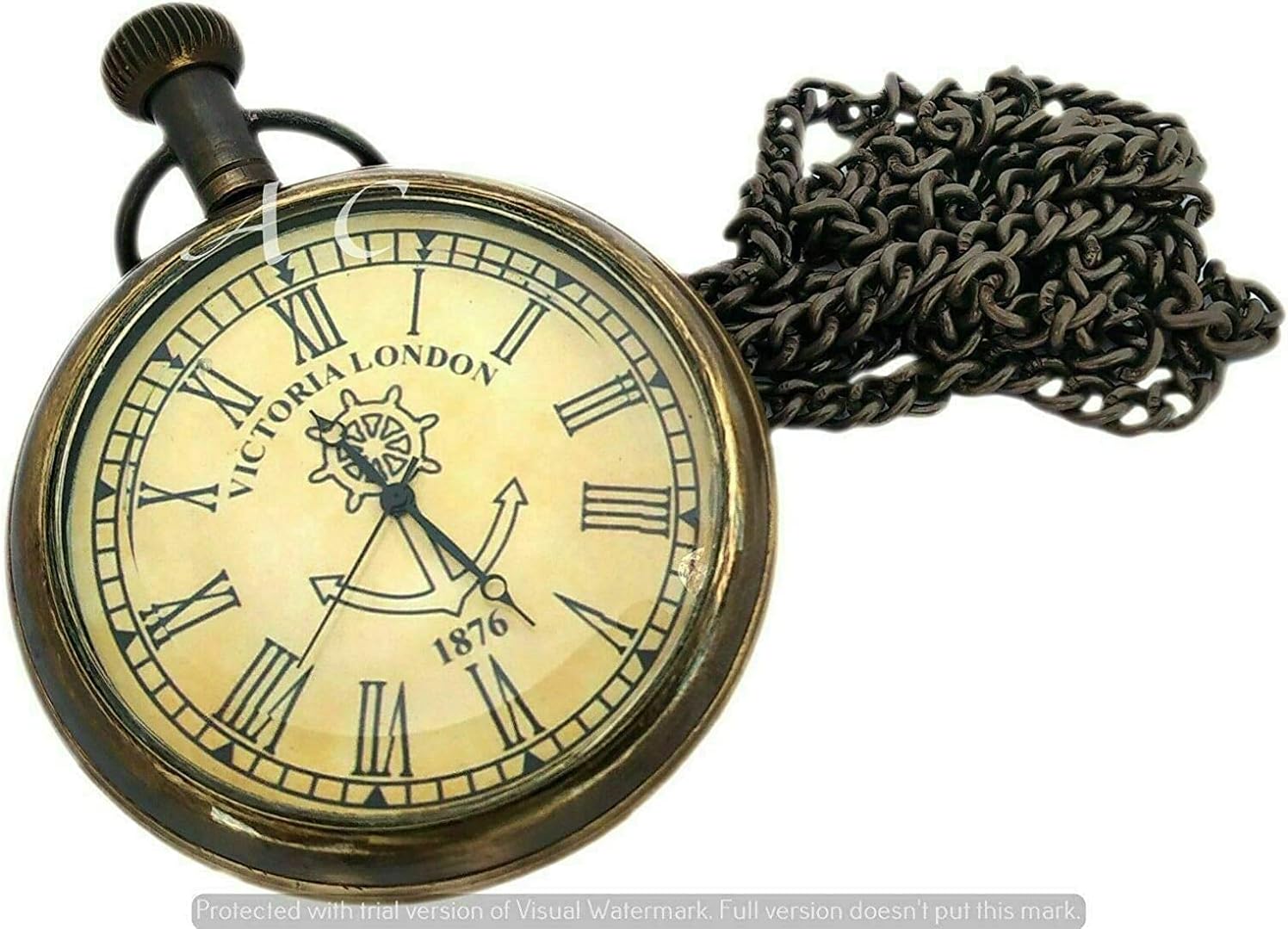 Generic Nautical Brass Vintage Victoria London 1876 Pocket Watch Gift Item