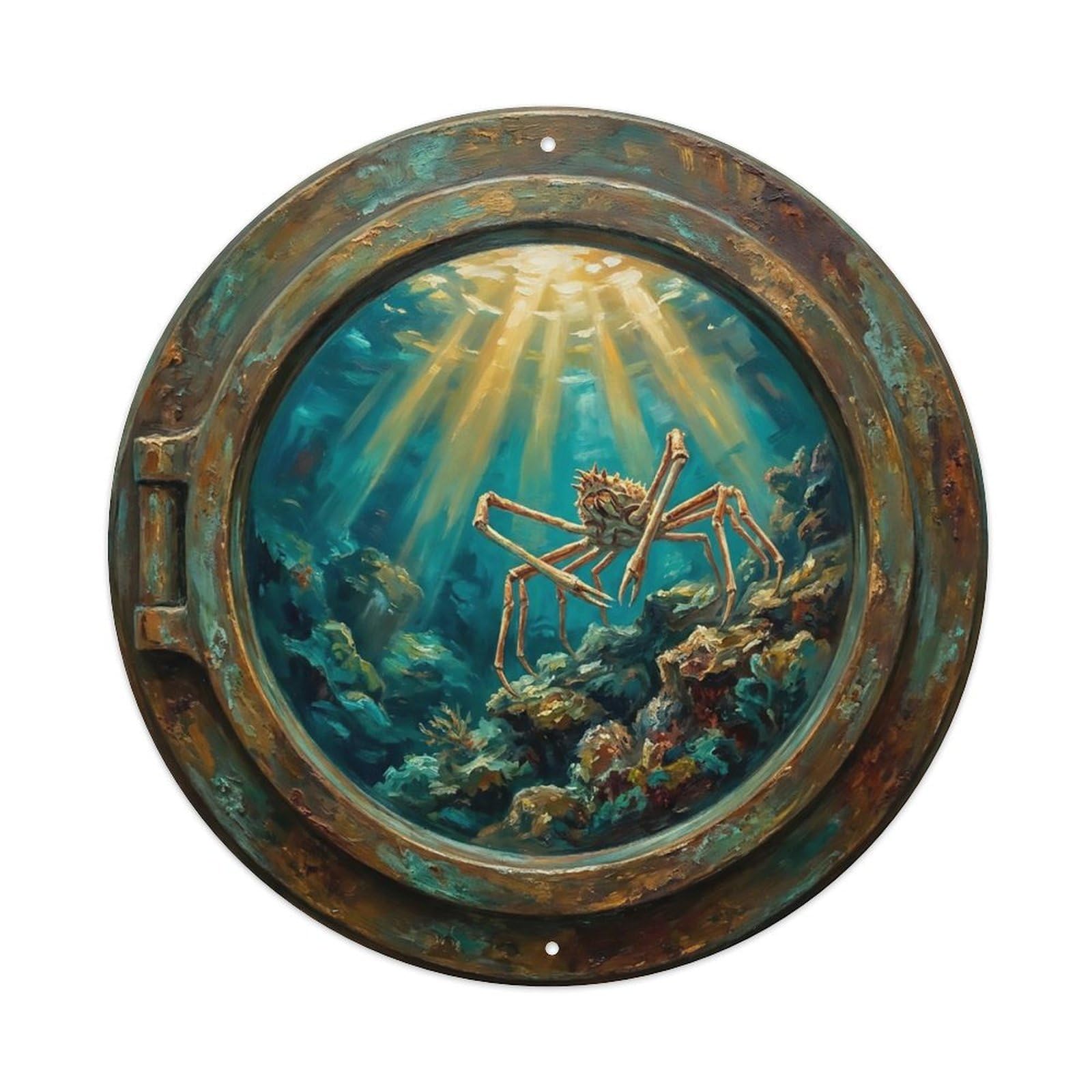 Vintage Porthole Spider Crab Legs Ship Window Undersea Deep Sea Metal Tin Sign