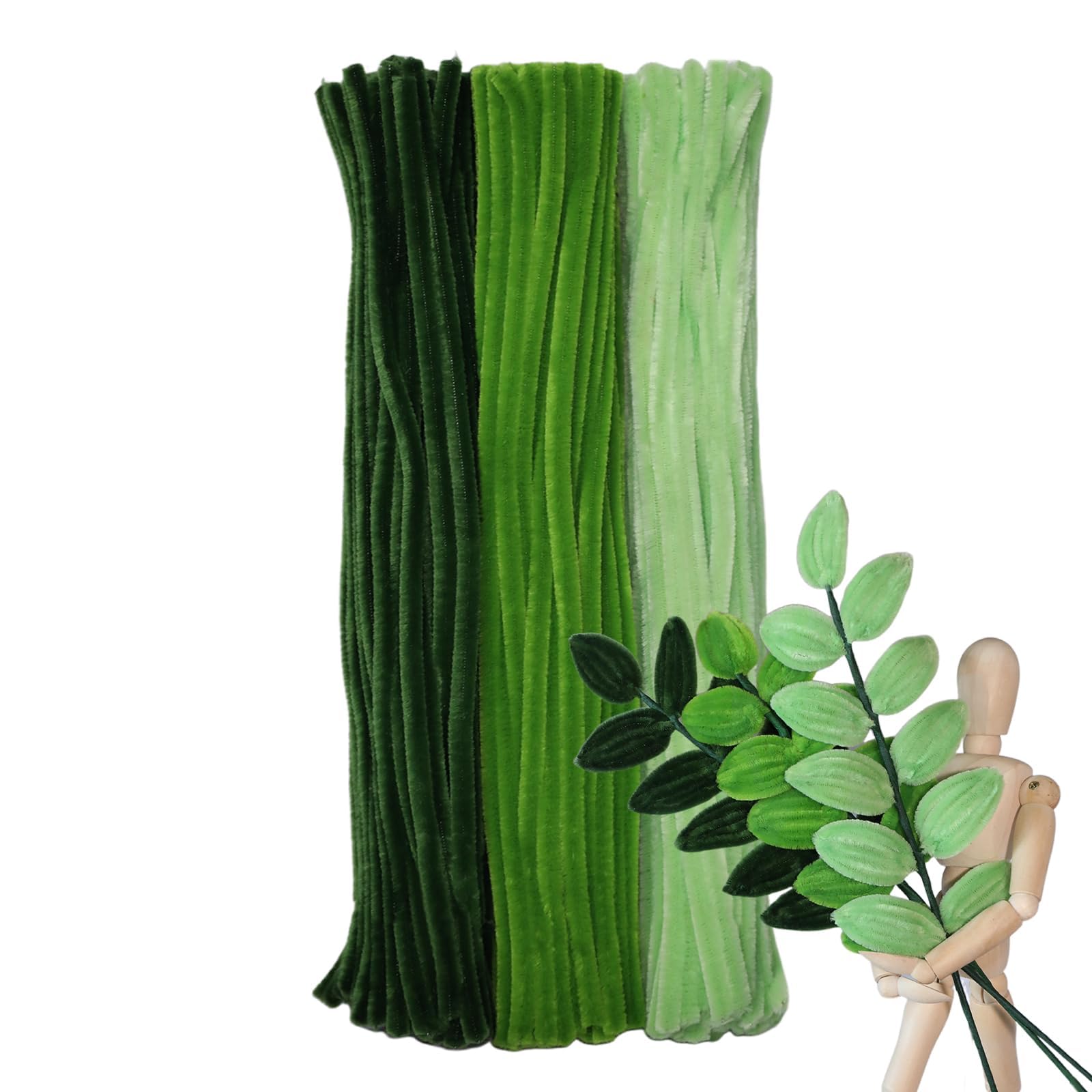 手芸モール 高密度 カラーミックス グリーン系 6 mm 約300本 カラーモール クラフトモール 工作モール 花 フラワー ワイヤー 骨格モール アート DIY 飾り物 造形材料 学校 手作り素材 手芸 用品 緑