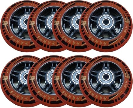 84MM Inline Skate Wheels with Bearings 8-Pack - 84A Durable Indoor/Outdoor Replacement Wheels for Wheelchairs