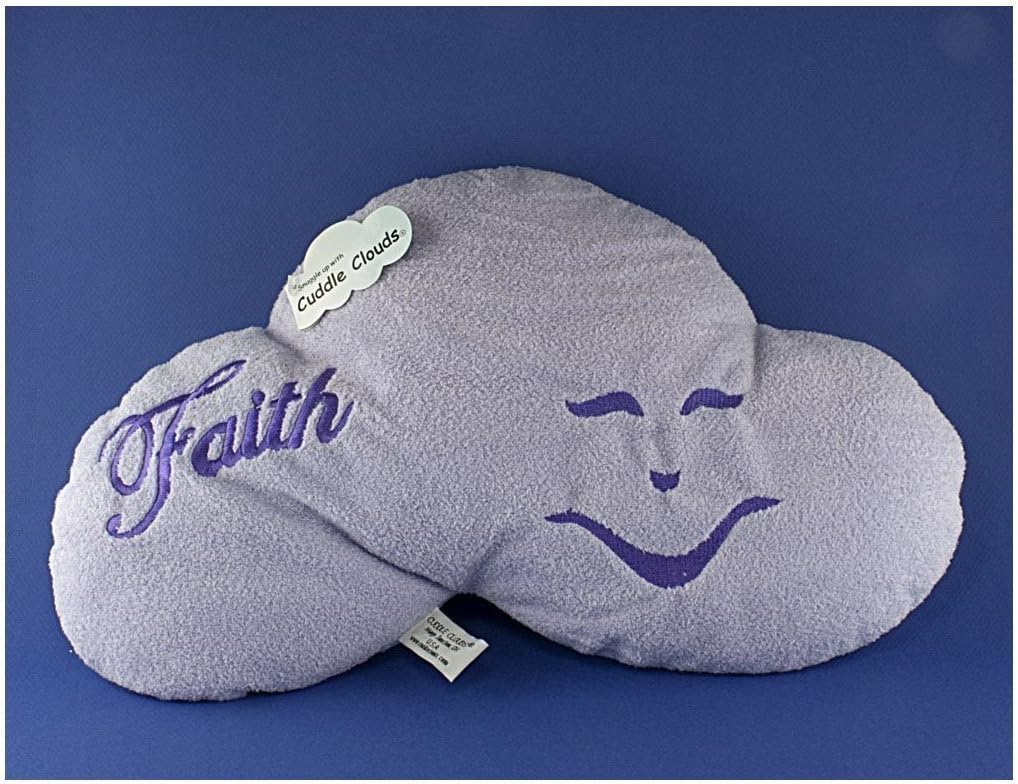 Soft Pillow/Plush by Cuddle Cloud for Cuddling & Relaxing, Cute, Comfort, Inspirational, Extra Soft, Throw able, Also for Travel, Easy to Clean, Machine Washable, Lavender, "FAITH"Embroidered face & Name, Sold by SimplyComforts. Enjoy, Get Yours Now!