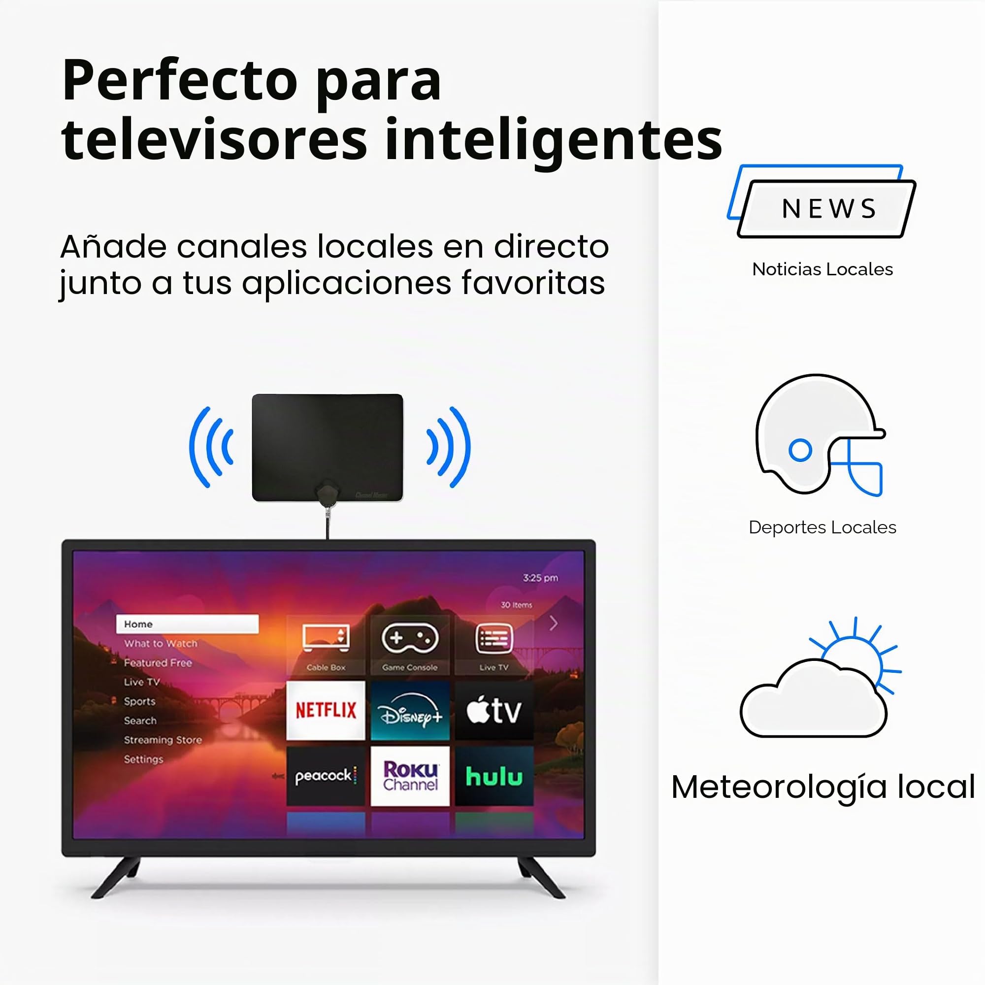 Channel Master FLATenna - Indoor Digital HDTV Antenna, 12' Coaxial Cable, Superior Reception Range & Signal Reliability, Supports 4K Smart TVs, OTA Broadcast & NextGen TV, Easy Install