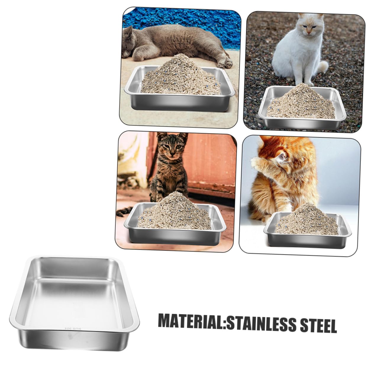 Abaodam Kleine Offene Katzentoilette Aus Edelstahl Antihaftbeschichtete Stabile Und Pflegeleichte Katzenstreu-schale Für Kitten Und Kleine Katzen Magnetfreies Design