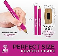 Vista 2 de Rise & Grow Juego de 50, Lápices de Carpintero Rosa Neón - Mina HB de 7", Lápices Planos de Construcción para Hombres, Mujeres - Marcado de Madera
