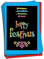 Vista 16 de NobleWorks - 12 Tarjetas de Felicitación Divertidas en Caja de 4.63 x 6.75 pulgadas, Tarjetas de Notas de Feliz Navidad para Vacaciones, Regalos