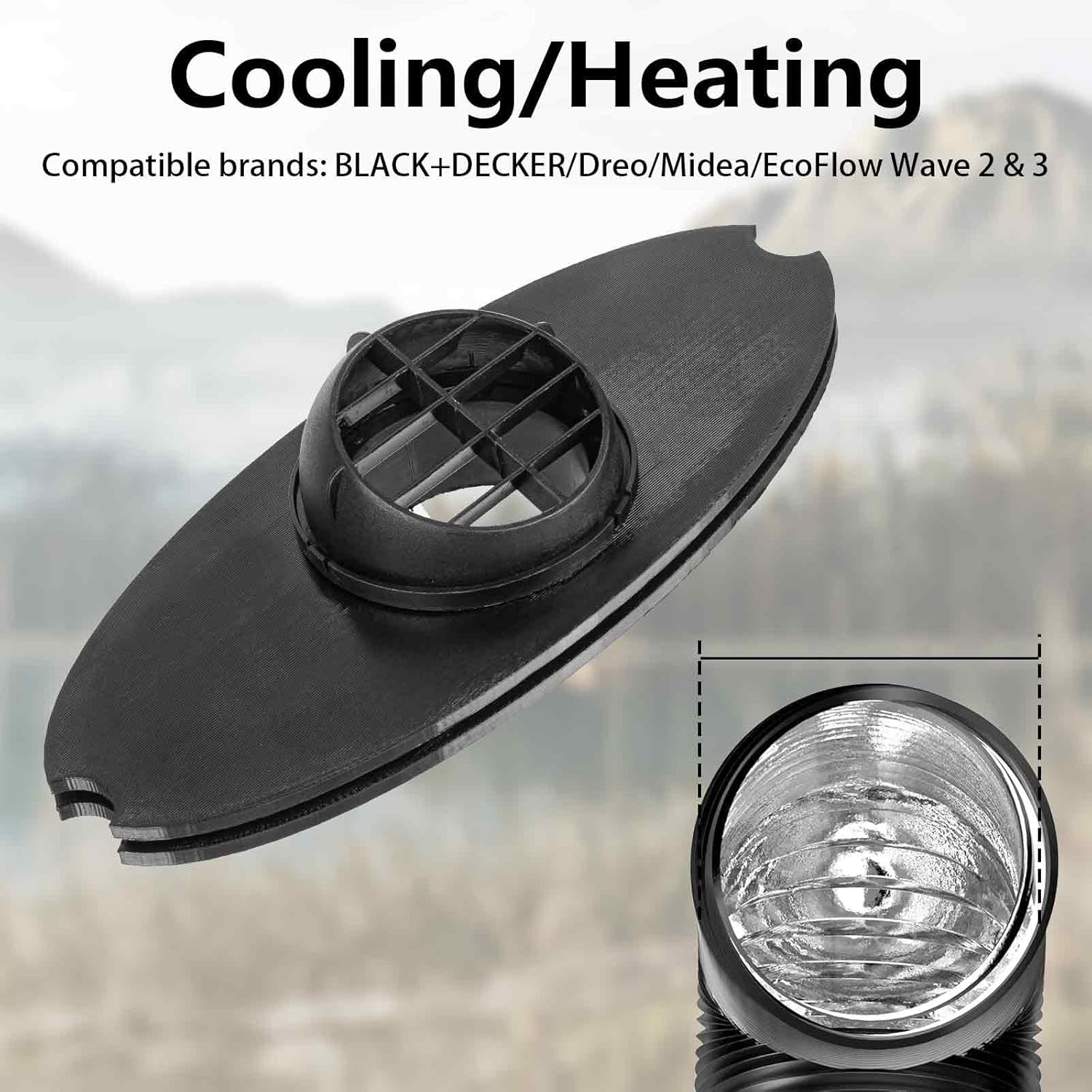 3 Inch Diesel Heater Tent Adapter, Adjustable Window Vent for Camping & Ice Fishing, Durable PETG Heater Port for Outdoor Use