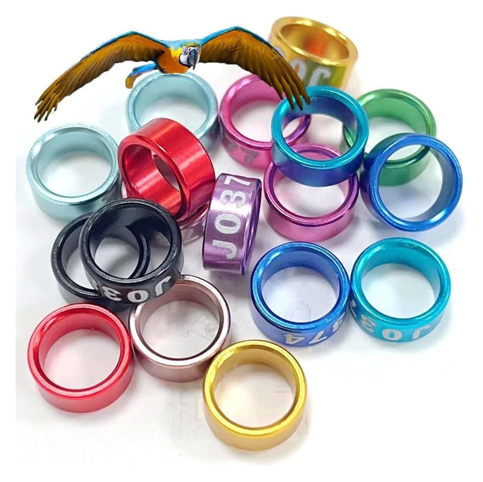 pájaro con las piernas cerradas, Patas de pie pájaro aluminio abiertas, multicolor, 4,0-8,0 mm, 50-200 piezas(Mixed Colors8.0mm,200pc)