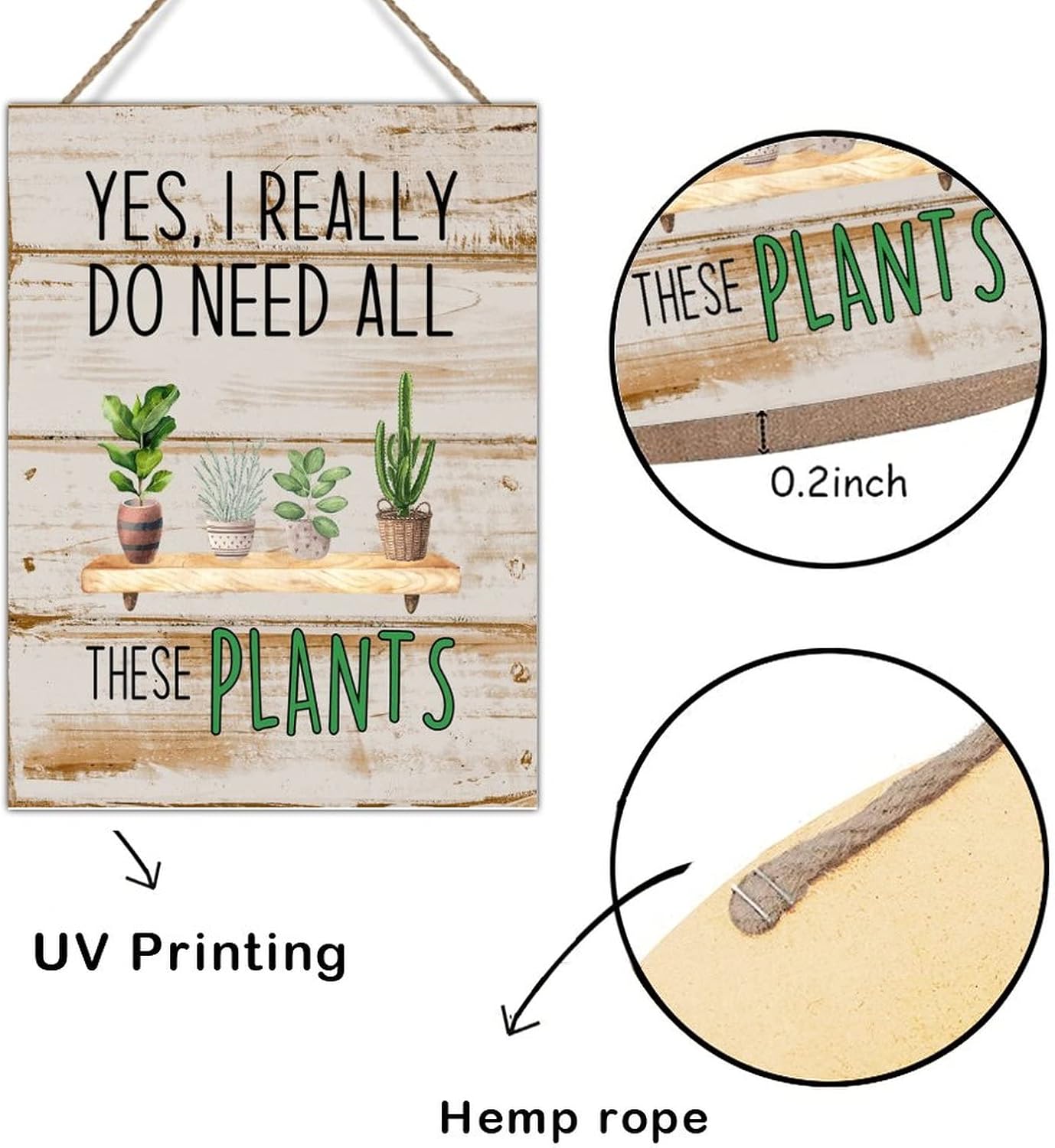 Plant Lovers Wood Sign Wall Decor Cactus Lover Wood Art Plaques Yes I Really Do Need All These Plants Sign Wall Decor for Home Office School 18x24in Gift for Plant Lovers Art Sign