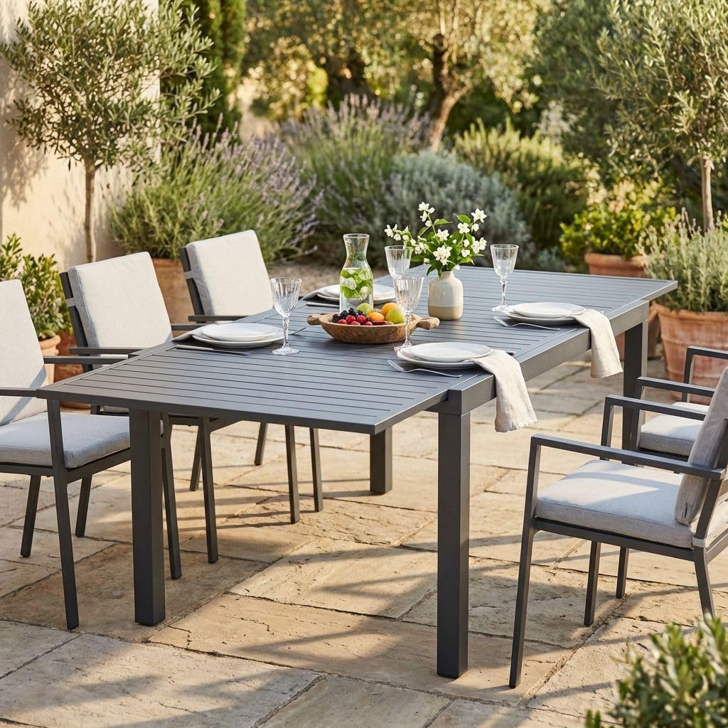 milani home_Tavolo Da Giardino_Allungabile_In Alluminio_200/300x100_Colore Antracite