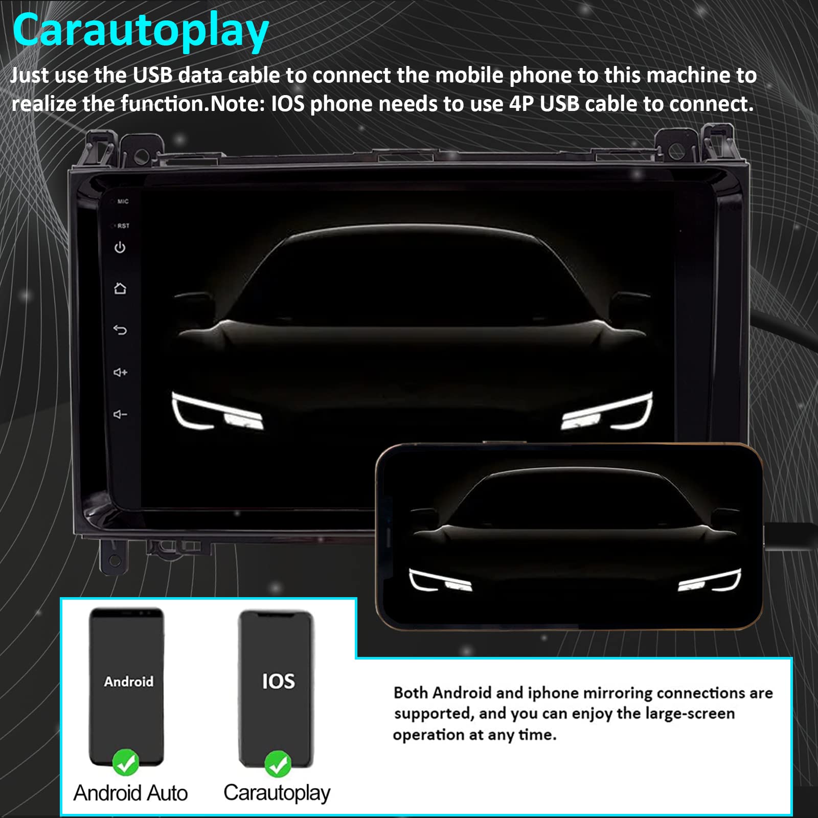 Android 12 Pantalla Compatible con Mercedes Viano autoradio Vito w639 W169 W245 con Carautoplay Android Auto Octa-Core CPU,Pantalla táctil IPS de 9 Pulgadas con Bluetooth 5.0 WiFi SWC DSP Dab,2+32G