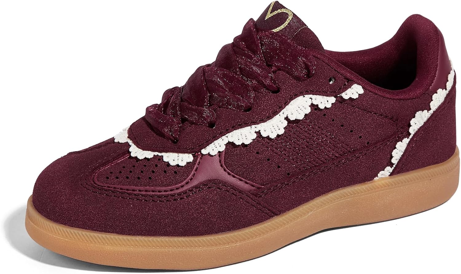 LUCKY STEP Kids Lace Detail Fashion Retro Sneakers Girls Casual Gum Rubber Sole Dual Laces Walking Running Shoes for Big&Little Kid and Toddler