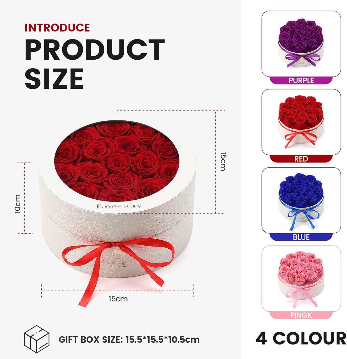 Valentines Day Flowers Roses Gifts for Her,16pcs Red Forever Preserved Roses in Round Gift Box,Valentines Day Delivery Prime Gifts-Roses Gifts for Women,Mom. - Image 3