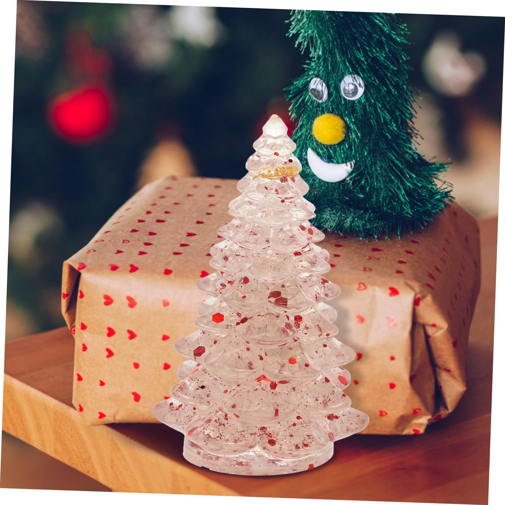 TOPBATHY 5 Pezzi di Decorazioni per La Cima Dellalbero di Natale Mini Albero di Natale in Resina Decorazioni da Tavolo per Feste di Natale