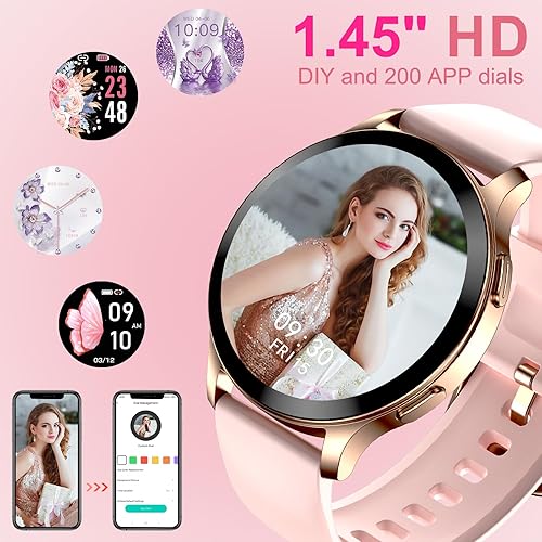 Miniatura 3 de Reloj inteligente redondo para mujeres y hombres (llamadarespuesta de llamada) Pantalla grande de 1.45 pulgadas, monitor de sueño, frecuencia