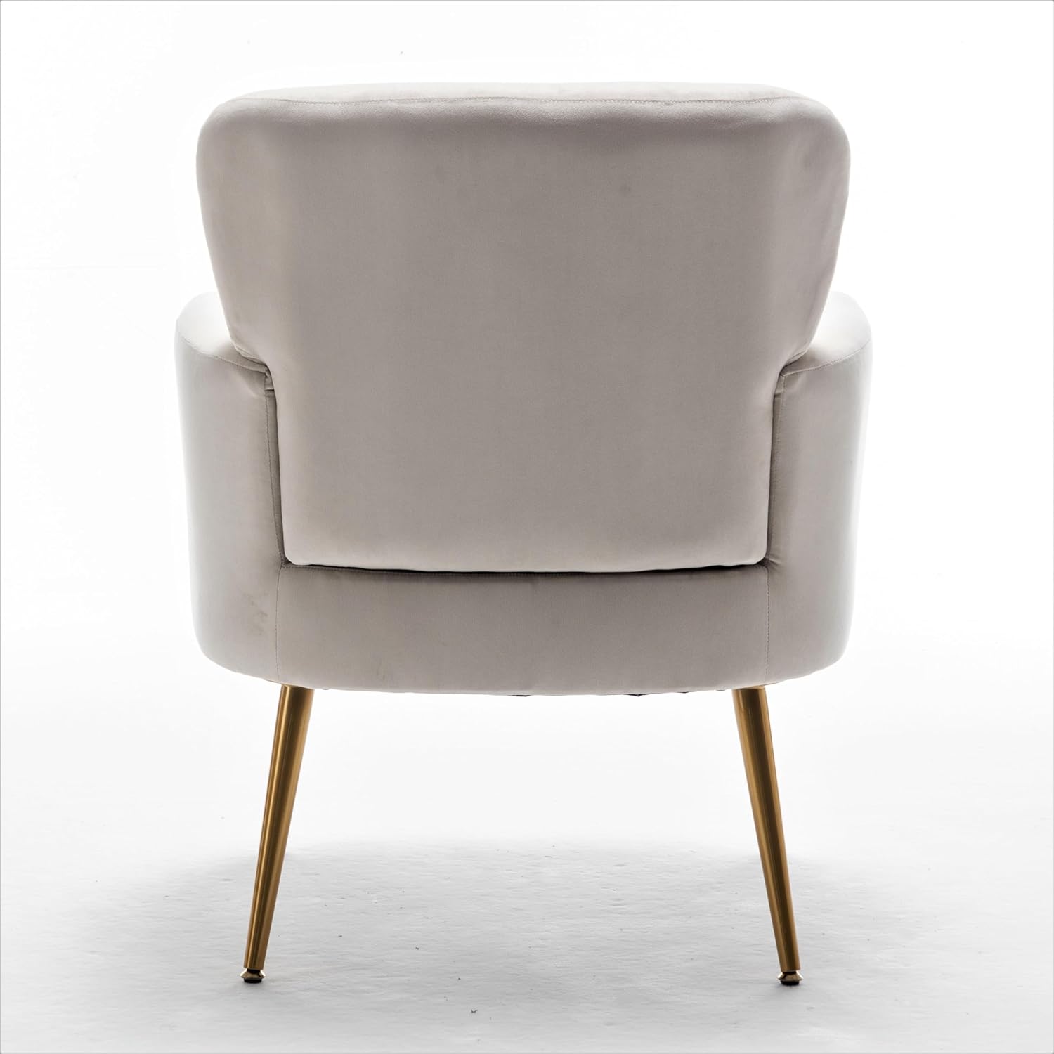 Container Furniture Direct Trendy Velvet Accent Chair with Gold Metal Legs, Upholstered Armchair for Small to Mid-Size Spaces, Modern Living Room, Bedroom, Vanity Desk and Entryway, Ivory