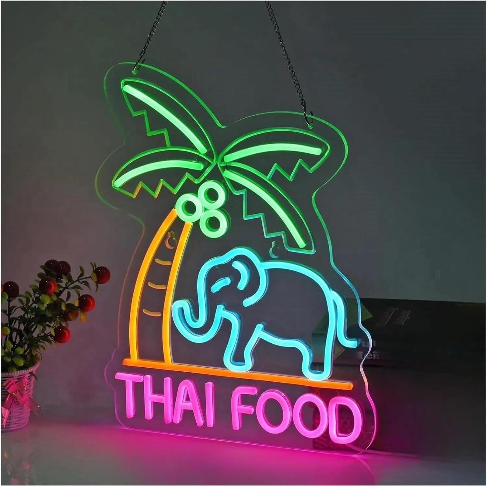 Panneau LED LED « THAI FOOD » pour un restaurant thaïlandais de cuisine, magasin d'alimentation d'Asie du Sud-Est