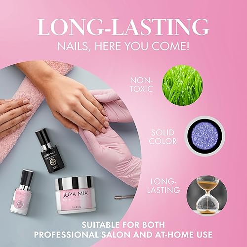 Miniatura 3 de JOYA MIA Esmalte de gel en polvo profesional y laca de uñas a juego. Arte de uñas de larga duración, simplemente aplica, fácil de remojar en frascos