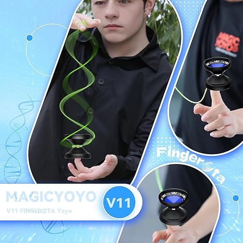 Miniatura 3 de MAGICYOYO Yoyo profesional de giro de dedo, truco de doble propósito, Yoyo Yo sensible y no responde para todos los niveles + 12 cuerdas de repuesto