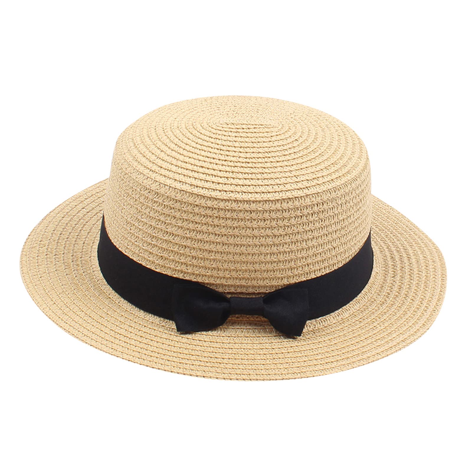 Générique Tocados Sombreros Y Pamelas Niños Niñas Sombrero de Paja para de Playa de Verano Visera Plegable Floppy Sombreros Ancha con Bowknot Sombreros De Playa