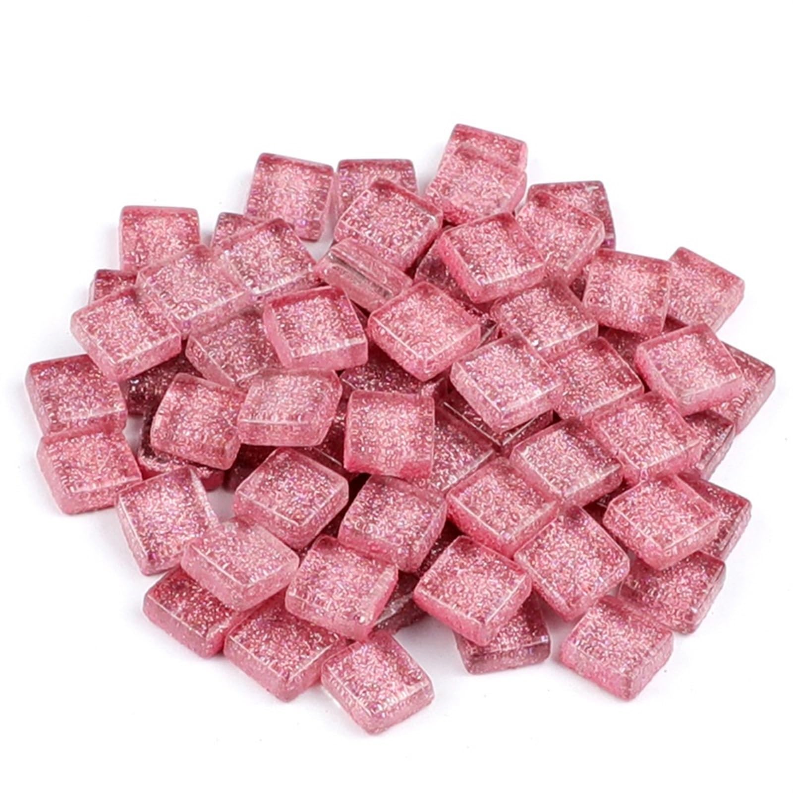 Mosaic Pieces 50PCS DIY Colorful Glitter Glass Mosaic Stones Tiles Pebbles Crafts Material Puzzle 9 * 9mm for Home Garden Decoration Art Projects(Color 18)