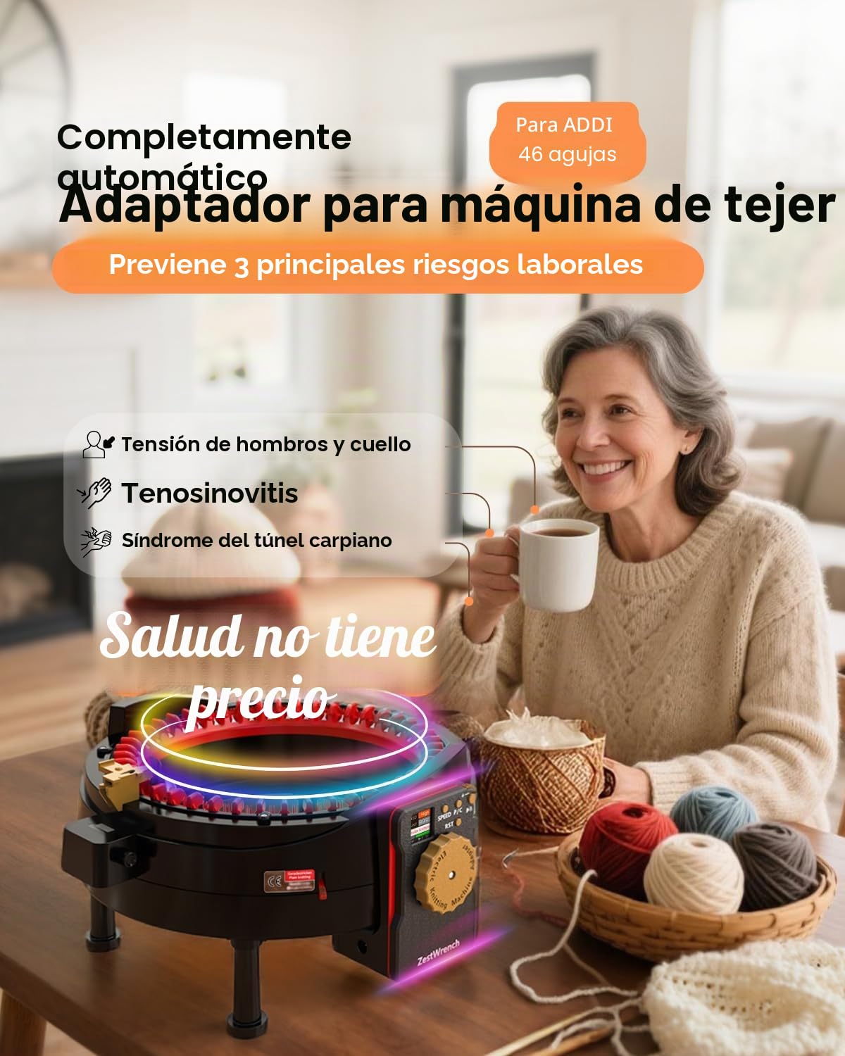Adaptador eléctrico para máquina de tejer addi Express King Size 46 agujas, addi máquina de tejer accesorios automáticos, panel LCD y contador de filas