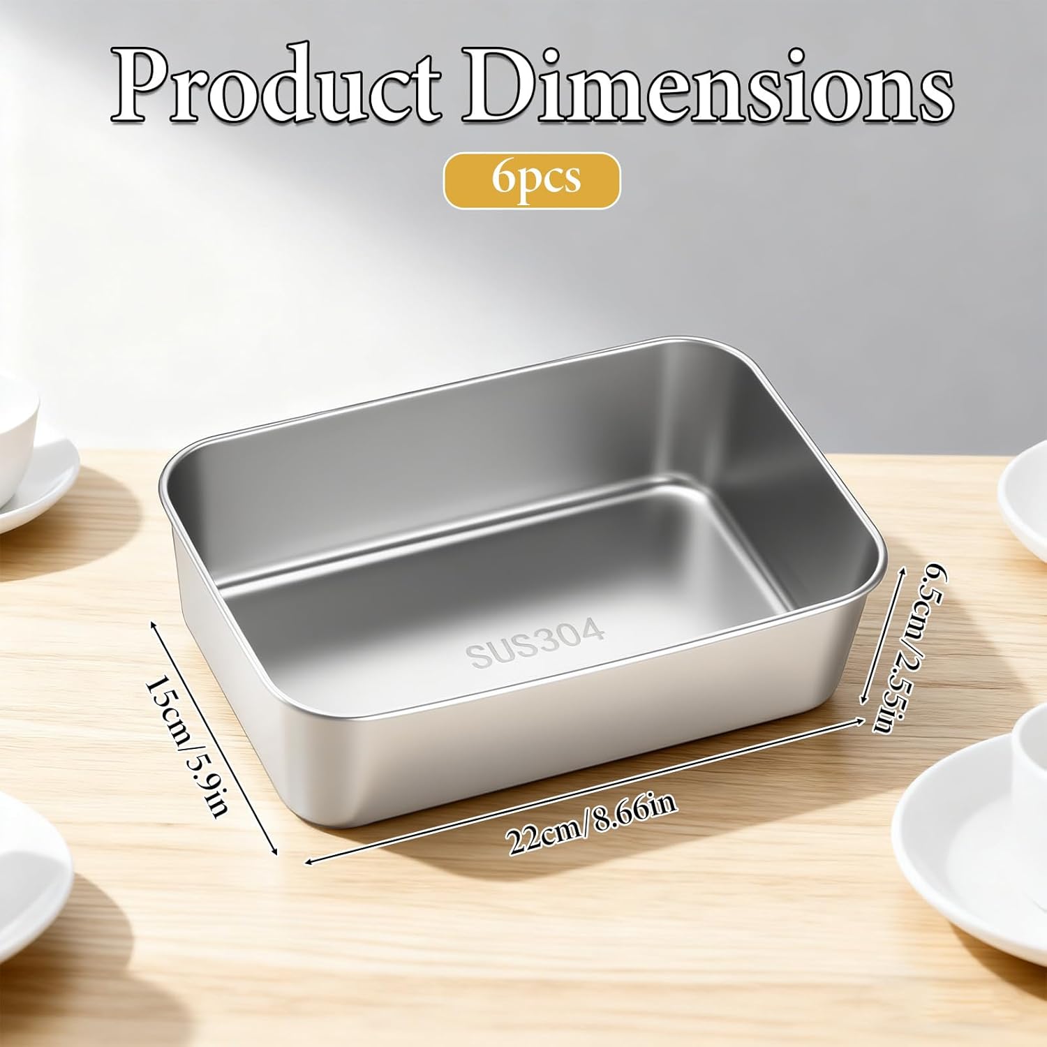 6 Pcs 304 Stainless Steel Loaf Pans for Baking, 8.6x5.9 Inch Bread Loaf Pans, Bread Baking Pan, Toast Bakings Pan For Breads for Homemade Breads Meatloaf, Dishwasher Safe & Sturdy (Silver) - Image 2