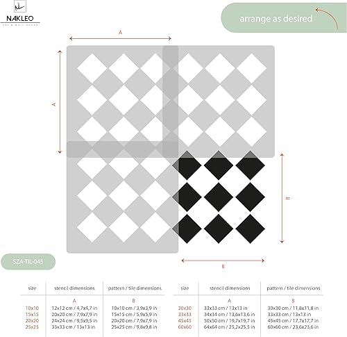 Miniatura 4 de CARREAU - Plantilla de plástico reutilizable para azulejos, geométricos marroquíes, pared de suelo (17.7 x 17.7 pulgadas)