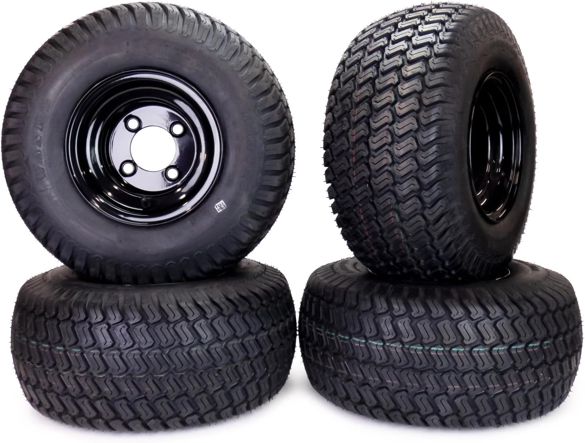 Set of 4 18x8.50x8 ATV Golf Go Cart Lawn Mower Tractor P322 Turf Tire Rim Assembly Black Steel Wheels 18" All Terrain Tires Compatible with EZGO Club Car Yamaha E-Z-GO Golf Cart