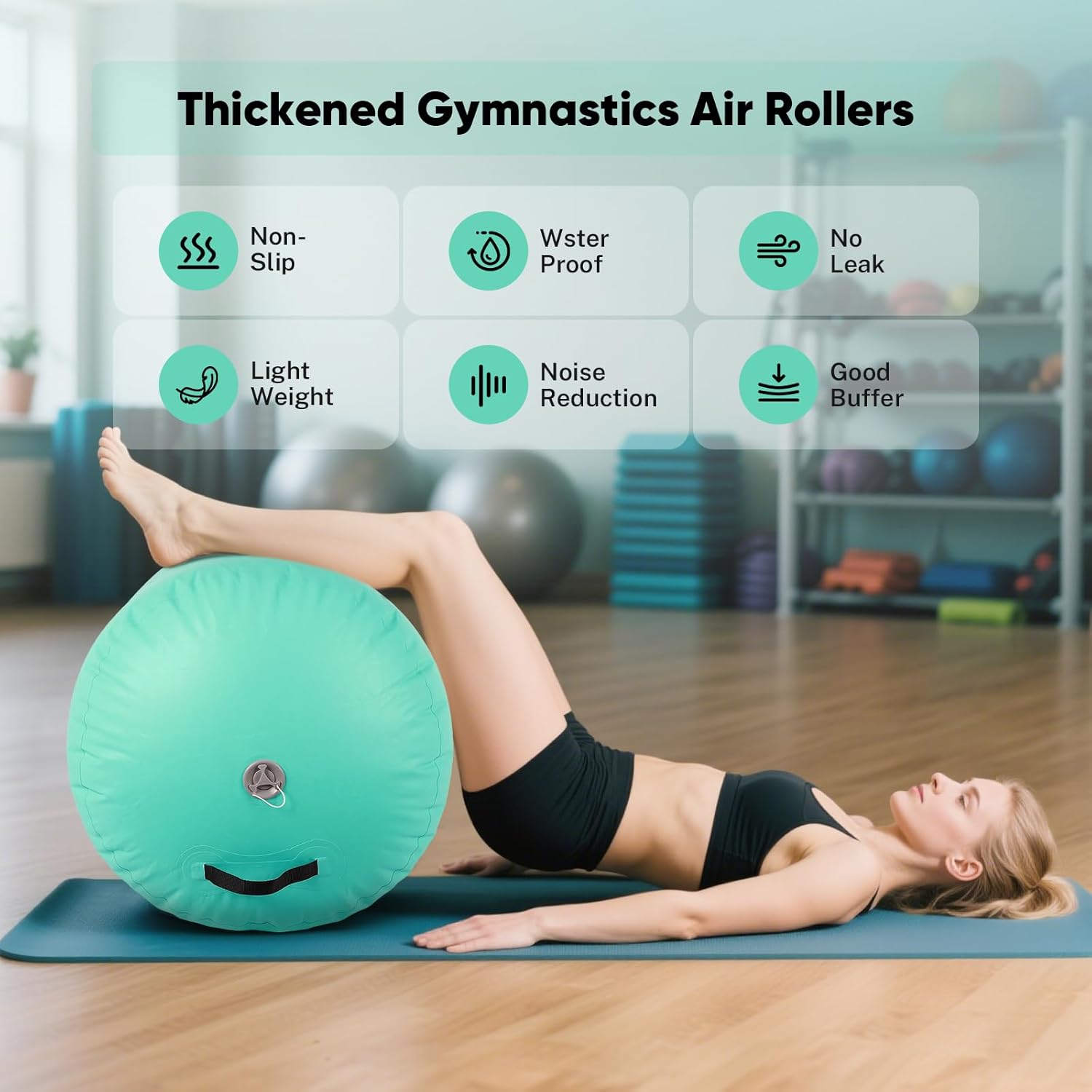 Inflatable Gymnastics Barrel Roller – Air Barrel Gymnastics Equipment for Back Handspring Training, Tumbling, Cheerleading & Yoga | Octagon Mat with Electric Pump for Home & Gym Use