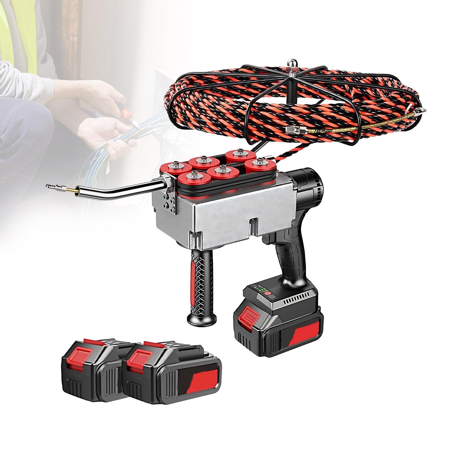 Tiracavo per Impianti Elettrici, Macchina per Passaggio Cavi Attraverso Pareti, 40m/Min Di Velocità per Un'installazione Rapida, Ideale per Lavori Di Elettricisti(15m)