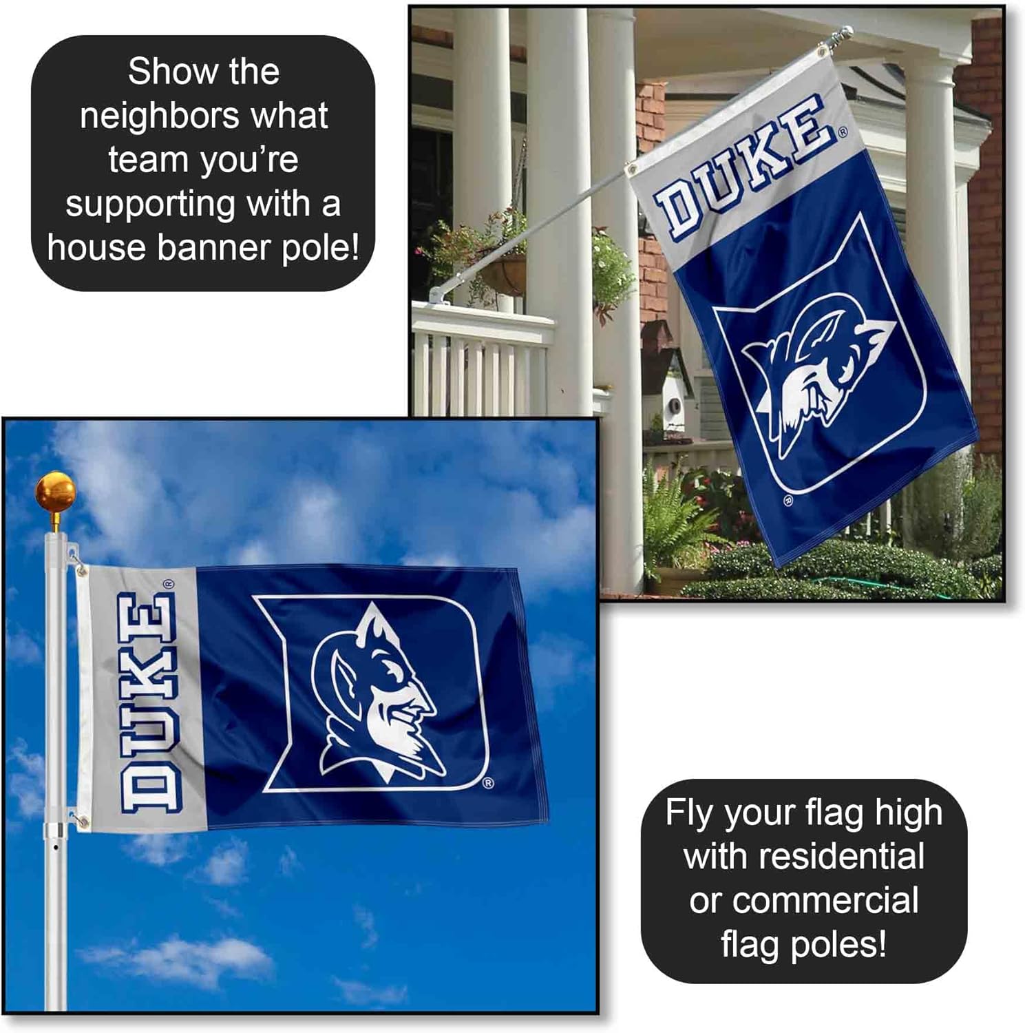 College Flags & Banners Co. Duke Blue Devils Wordmark Logo Large Grommet Banner Flag