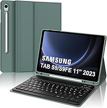IVEOPPE Tastatur für Samsung Galaxy Tab S9FE/S10FE 10.9", Hülle Tastatur Galaxy Tab S9/S10FE 2025, Magnetisch Abnehmbarer mit QWERTZ Keyboard für Samsung S10FE/S9FE/S9 10.9 Zoll 2025, Dunkelgrünes