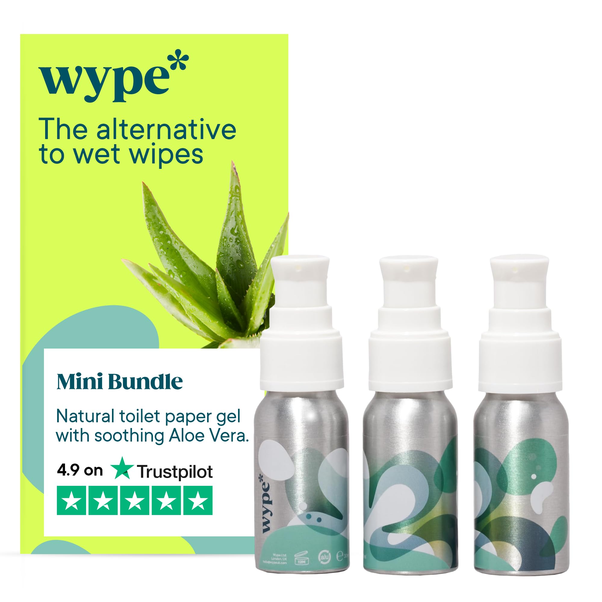 Wype | On The Go Bundle | Toilet Paper Gel | Flushable & Convenient Wet Wipes Alternative | Vacation Essentials | 3 x 1 fl oz
