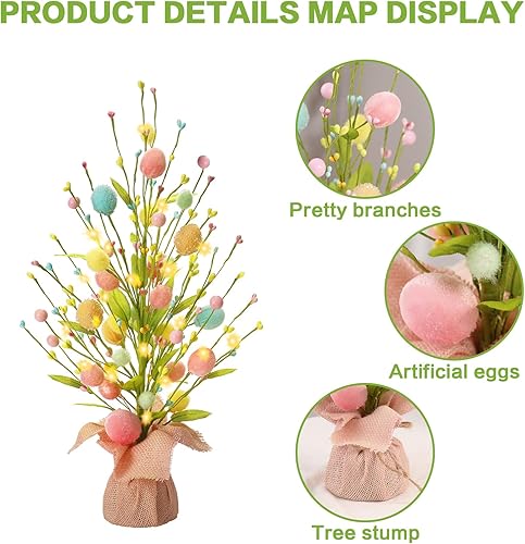 Miniatura 3 de RoseCraft Decoraciones de Pascua, árbol de Pascua artificial de 18 pulgadas preiluminado con adornos delicados, para decoración de fiesta en el