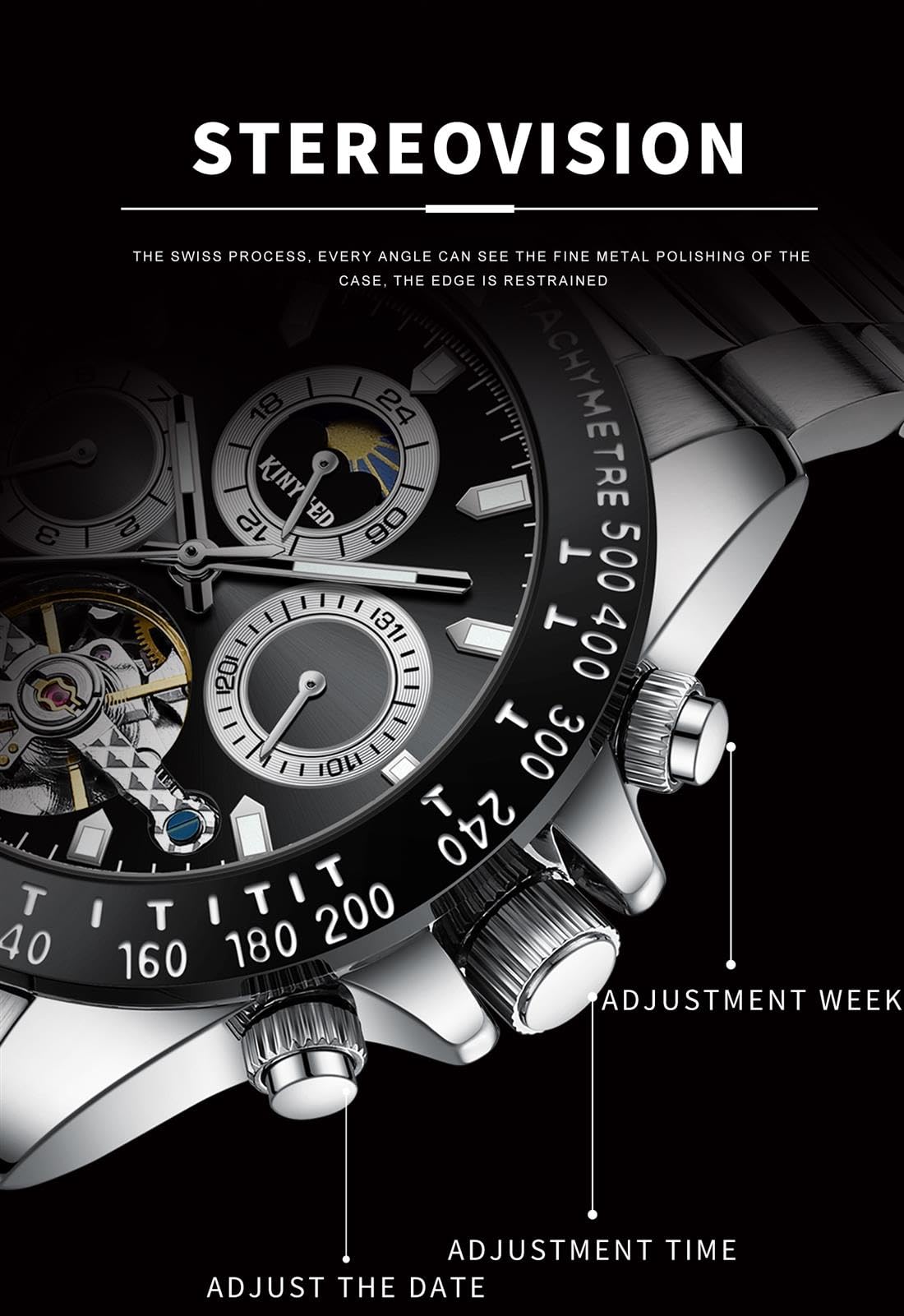 Herren Uhr Tourbillon Automatische Selbst Wind Uhr Mechanische Klassische Hohl Wasserdicht Leuchtend Edelstahl Band Armbanduhr