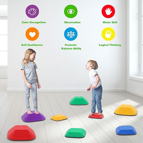 Miniatura 4 de 8PCS Balance Stepping Stones,Non-Slip Stepping Stone,Toddlers Sensory Play Equipment Toy,Durable Non-Slip Stones Promotes Balance Coordination &