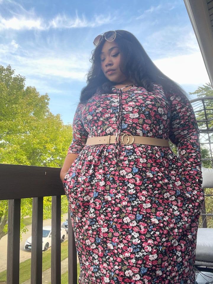 RITERA Plus Size Dresses for Curvy Women Long Sleeve Dress High Waisted Fall Winter Flowy Casual Dress XL-5XL - Image 5