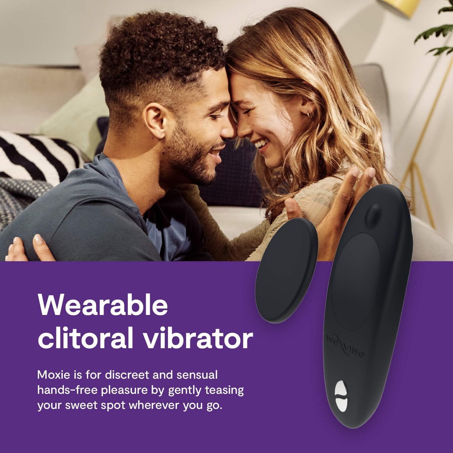We-Vibe Moxie Wearable Lay On Panty Vibrator | Remote & App Control Vibrating Sex Toy for Couples | Clitoral Stimulator with 10 Intensity Levels | Adult Sexual Pleasure Tools | Waterproof | Aqua: Black