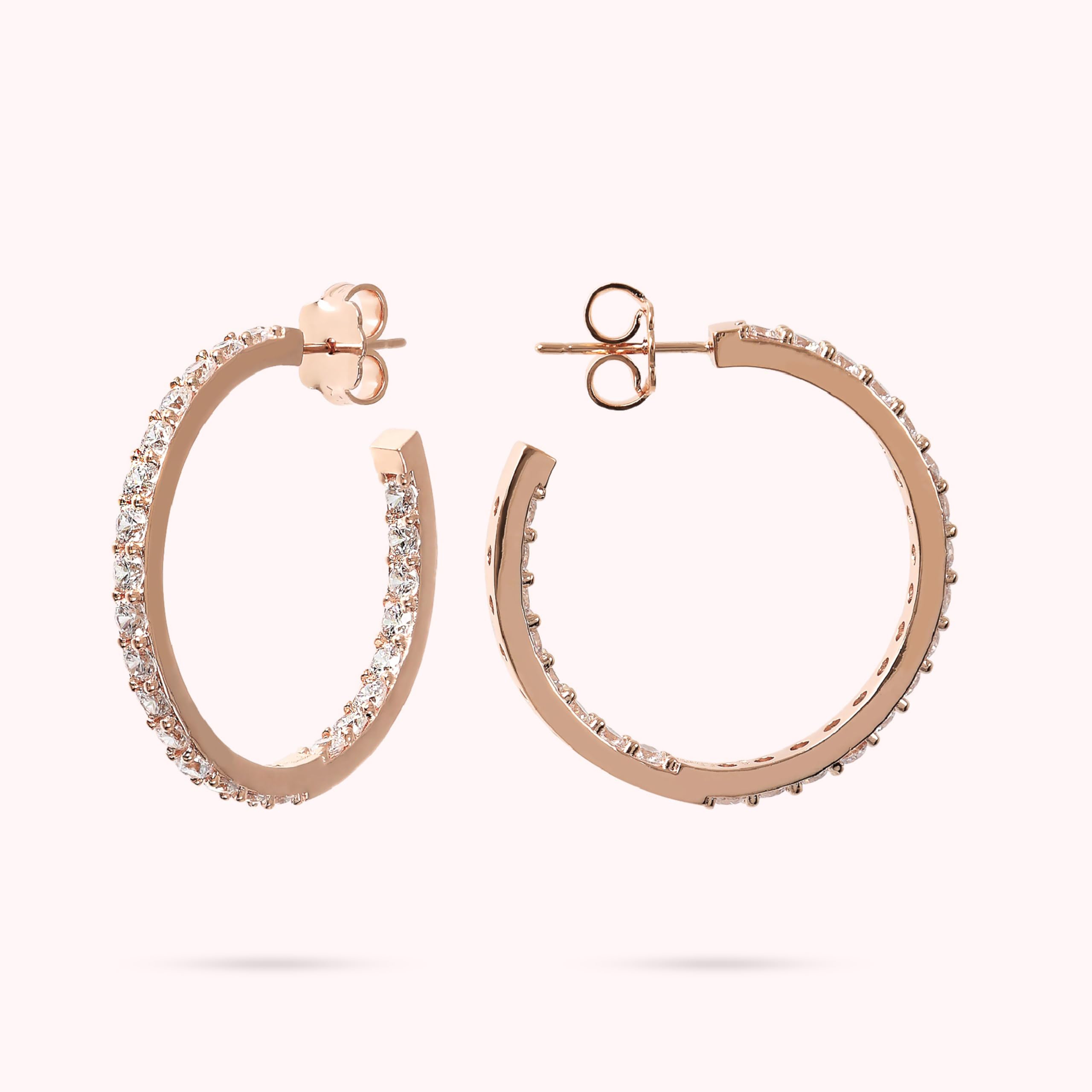 BRONZALLURE Orecchini Donna placcati Oro 18k – Orecchini a Cerchio Anallergici con Cubic Zirconia – Gioielli Made in Italy – Idea Regalo Compleanni, Anniversari, Festa Donna, Festa Mamma