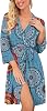 PrinStory Womens Robe Lightweight Short Knit Bathrobe Soft Ladies Sleepwear with Pockets
