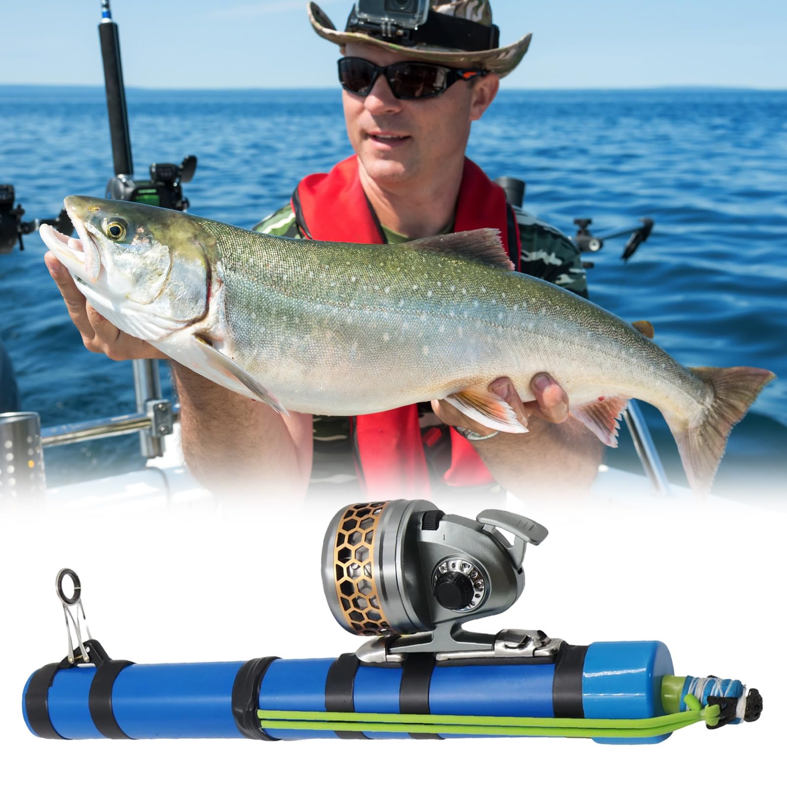Canna da pesca e mulinello, strumento multifunzionale per pesci, catapulta da viaggio, per spigola, trota, acqua salata, riva, fiume, fiume, laghetto, lago
